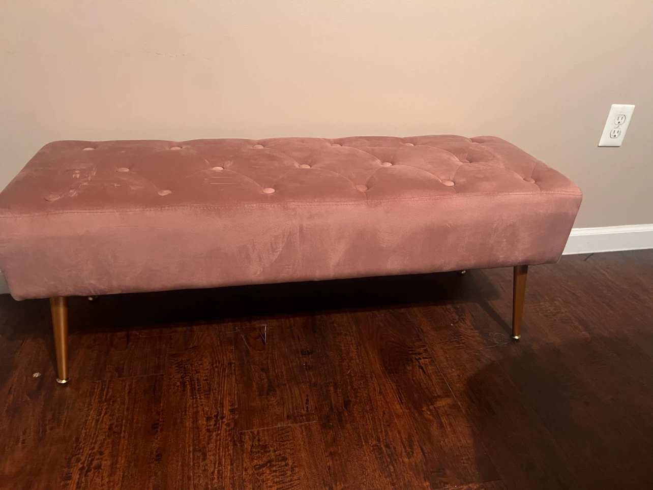 Pink Velvet Tufted Storage Bench with Gold Legs - photo 5
