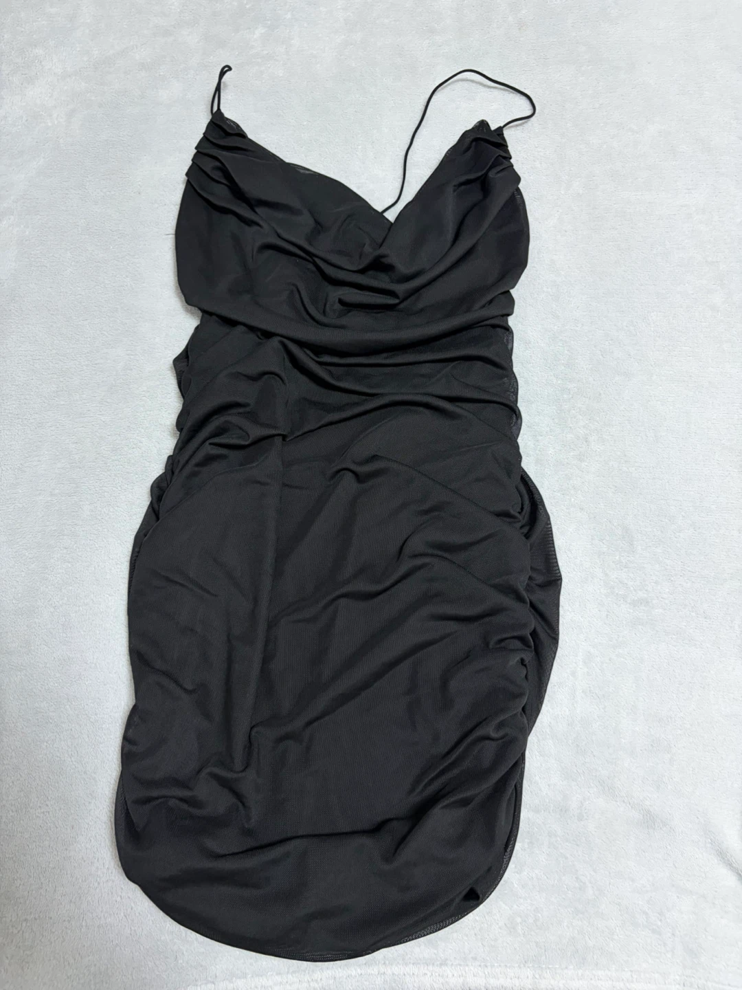 Black Ruched Mini Dress