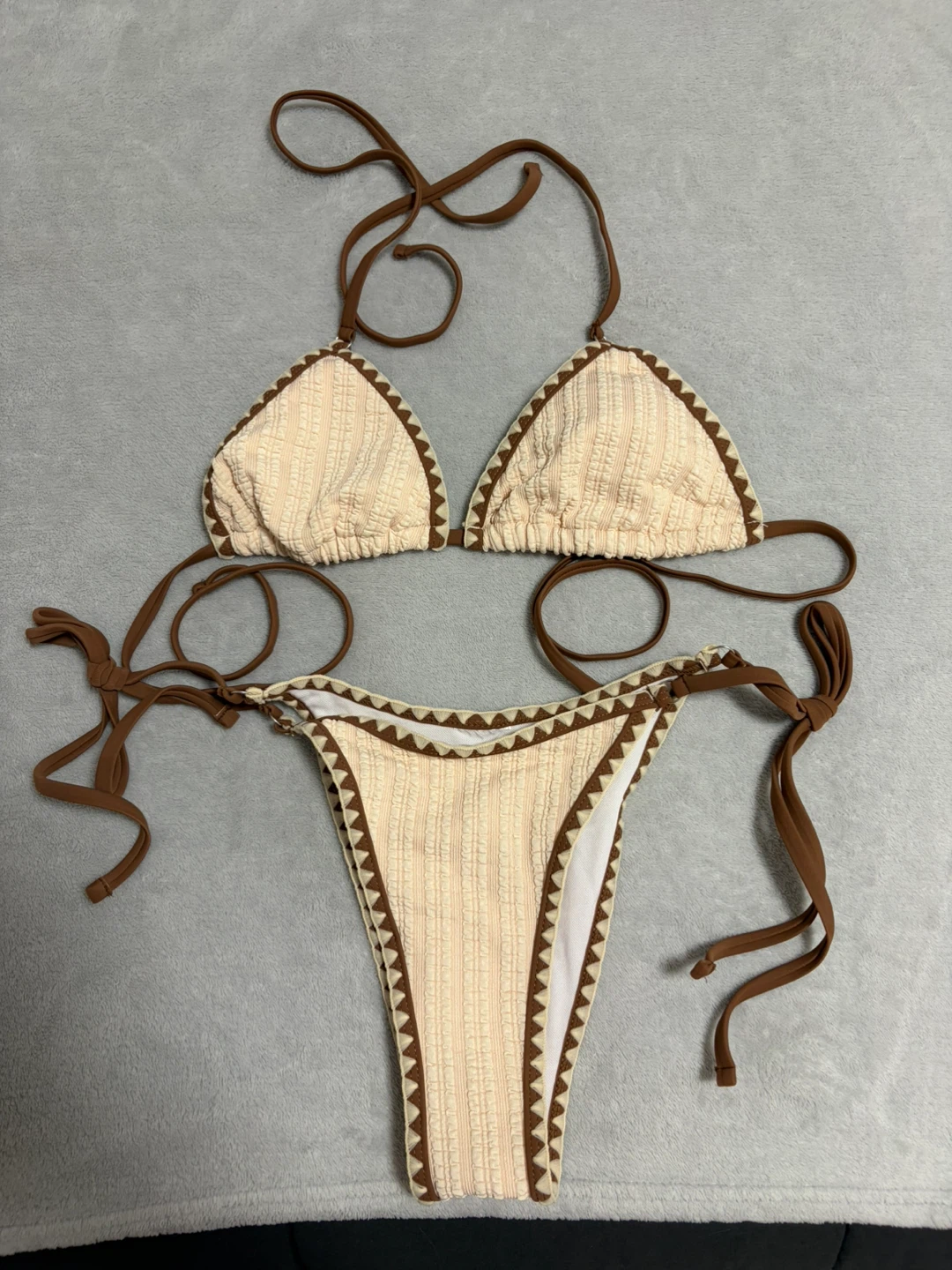 Cream and Brown Bikini
