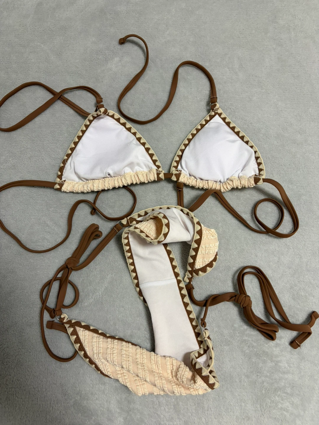 Cream and Brown Bikini - photo 3