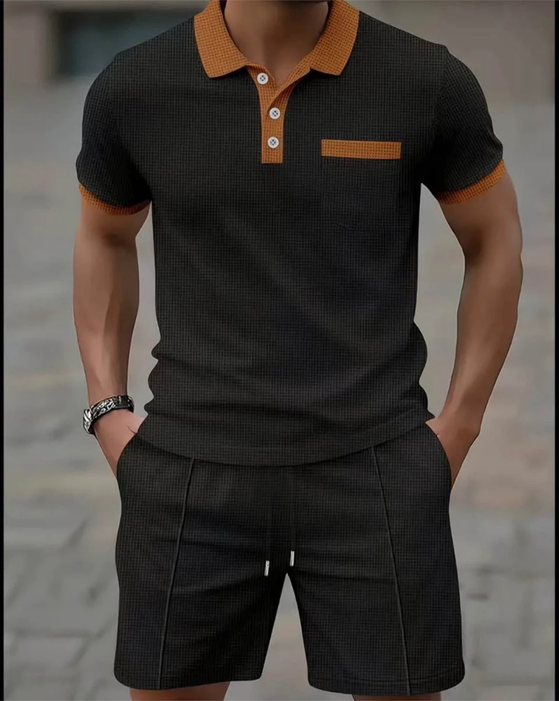 Brand new Men's Short Sleeve Polo Shirt and Shorts Set