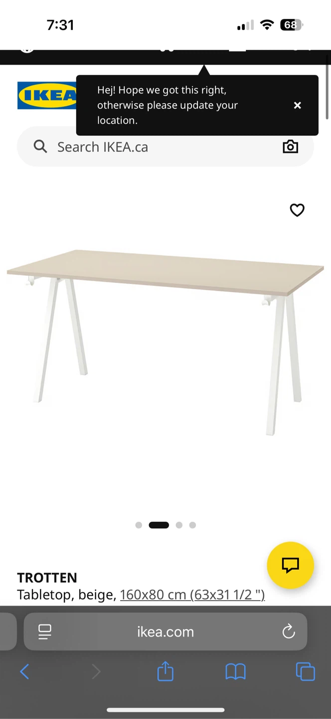 IKEA TROTTEN Desk - Beige, 160x80 cm