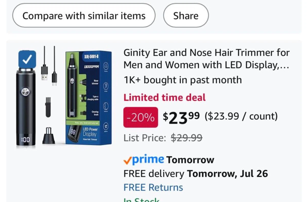 Electric Nose Hair Trimmer with LED Display - photo 4