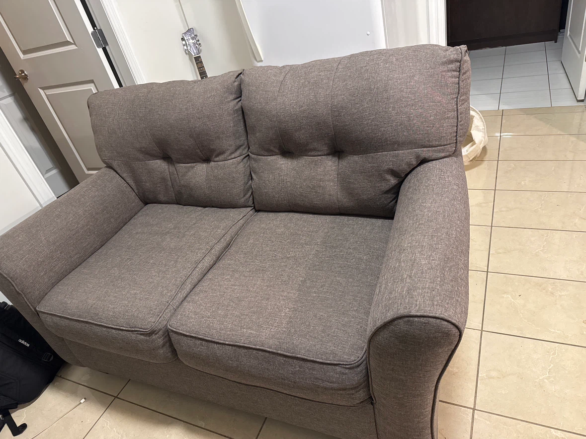 Brown Tufted Loveseat Sofa
