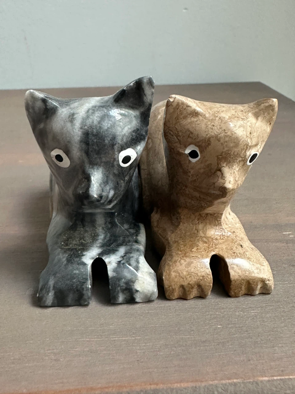 Pair of Stone Cat Figurines