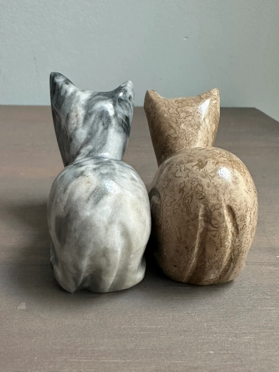 Pair of Stone Cat Figurines - photo 3