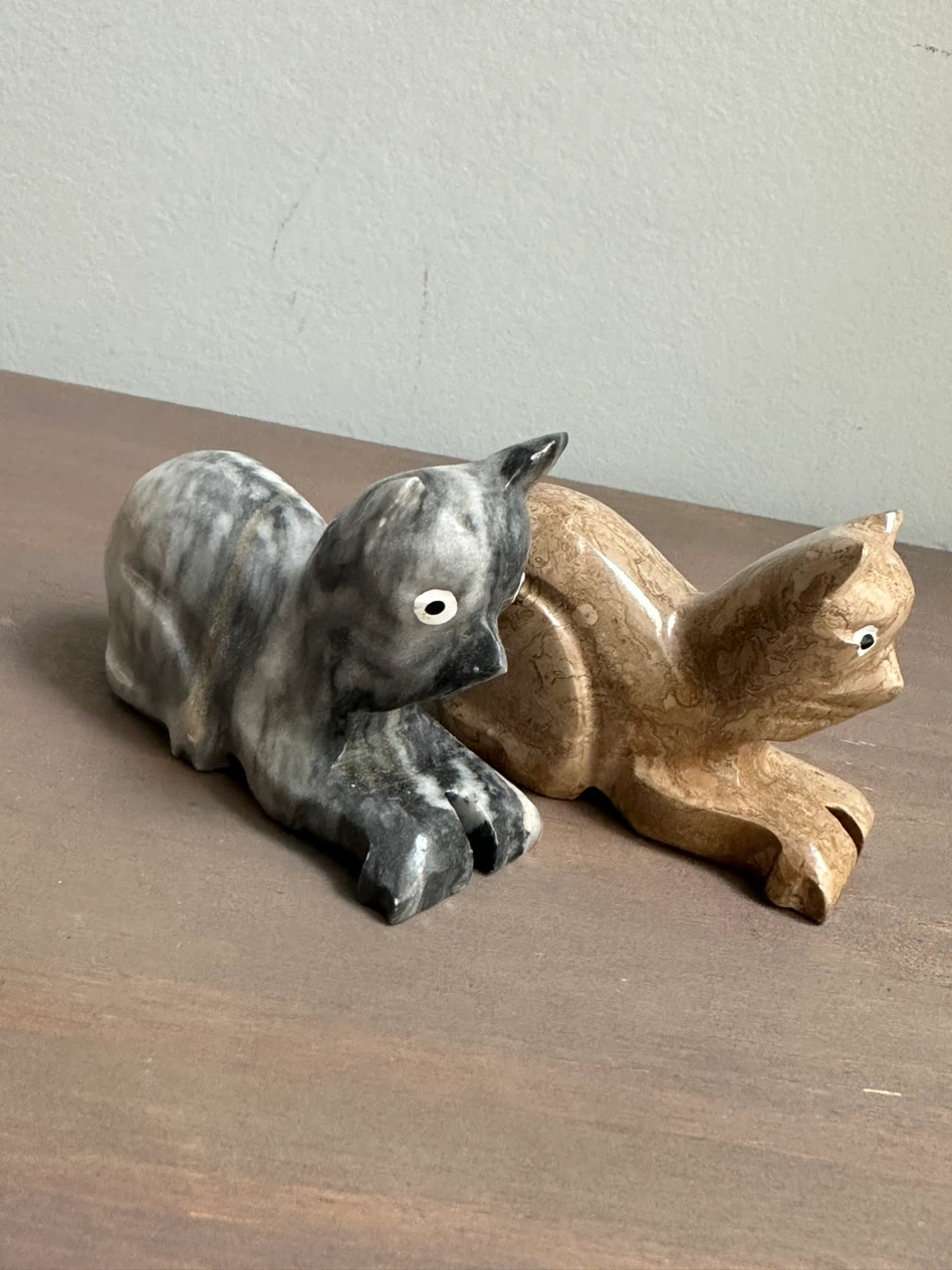 Pair of Stone Cat Figurines - photo 4