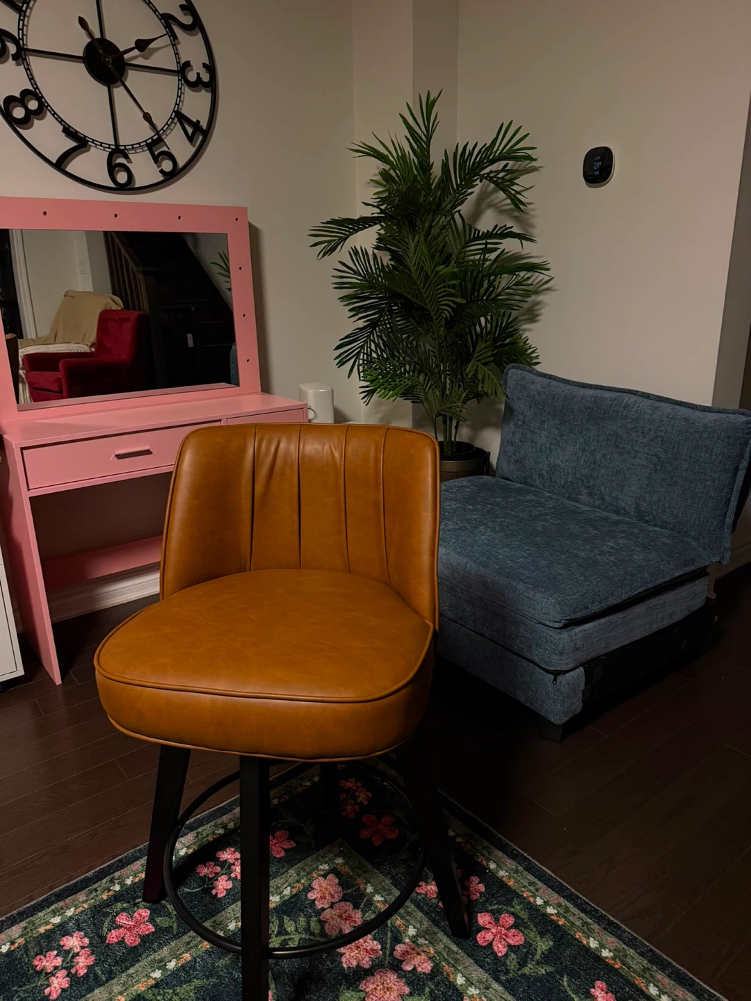 Brown Faux Leather Swivel Bar Stool - photo 4