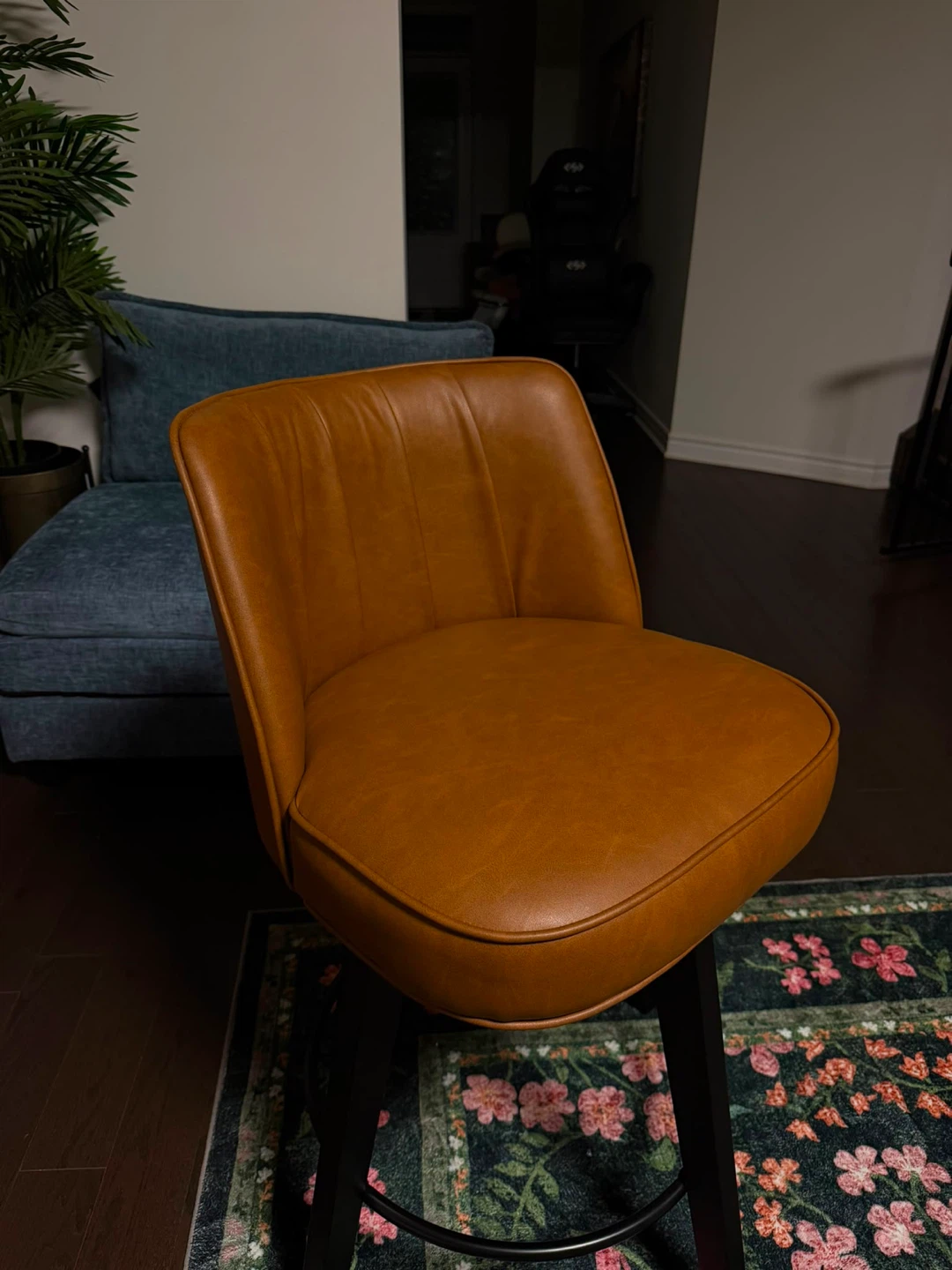Brown Faux Leather Swivel Bar Stool - photo 5