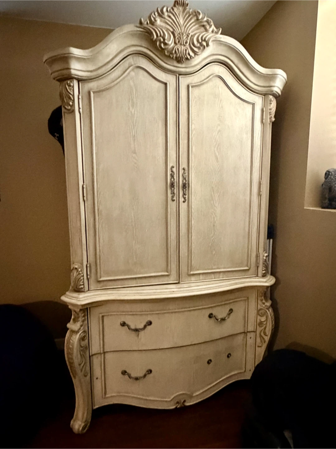 Ornate Vintage Wardrobe with Drawers