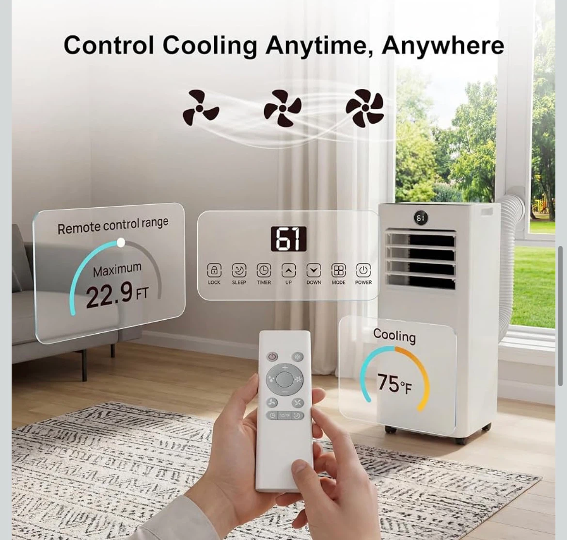 8000 BTU 3-IN-1 Portable Air Conditioner, Dehumidifier, Fan - photo 3