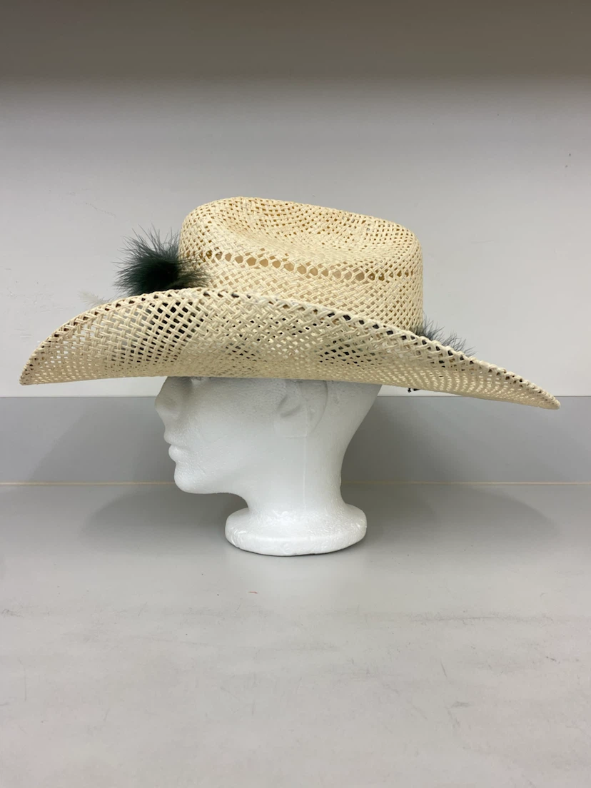 Straw Cowboy Hat with Feather Trim - photo 3