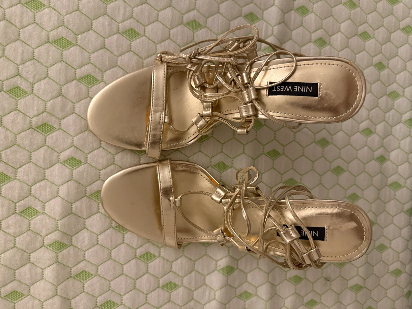 Nine West Gold Strappy Heels Size 10M - photo 2
