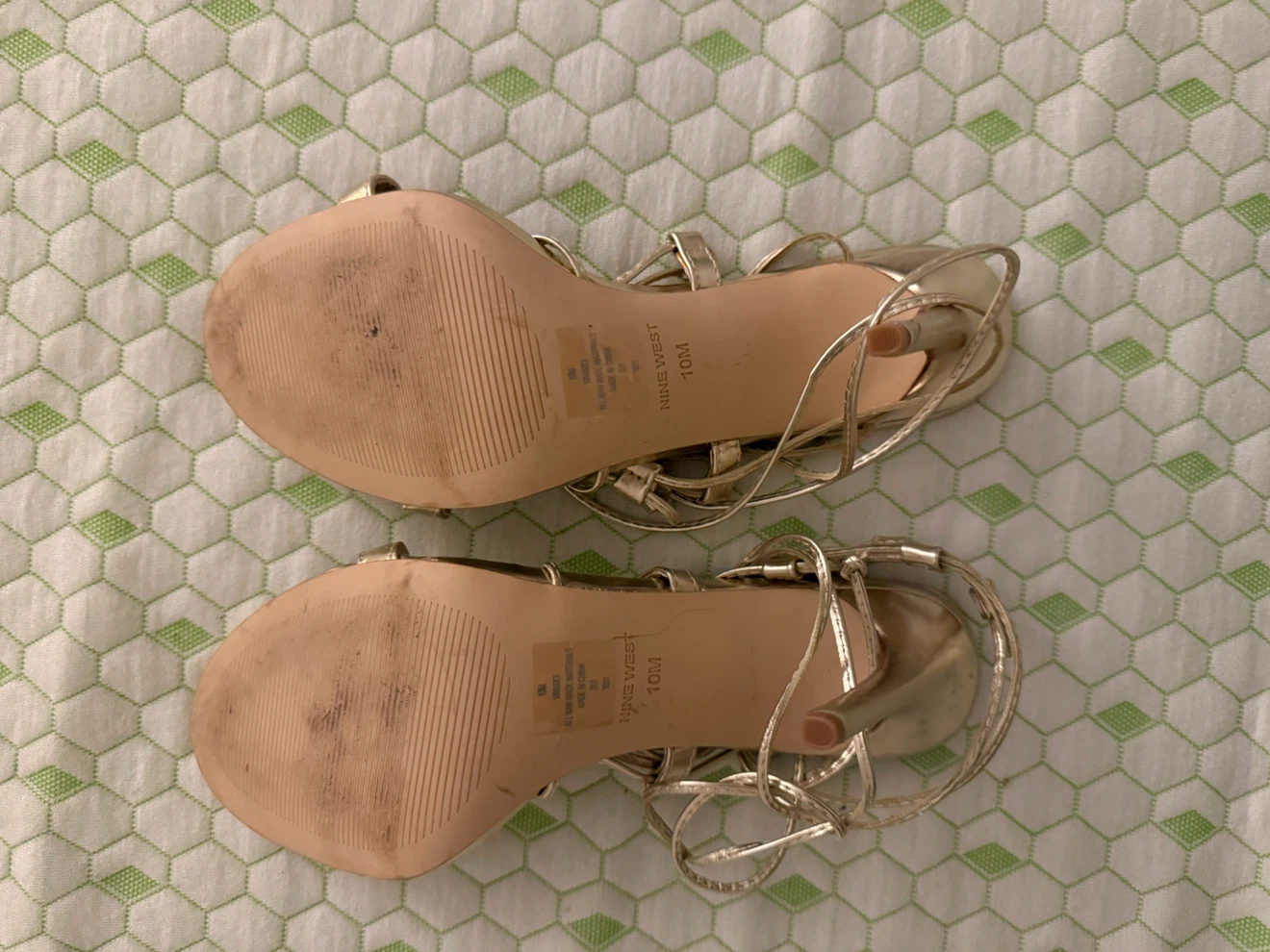 Nine West Gold Strappy Heels Size 10M - photo 3