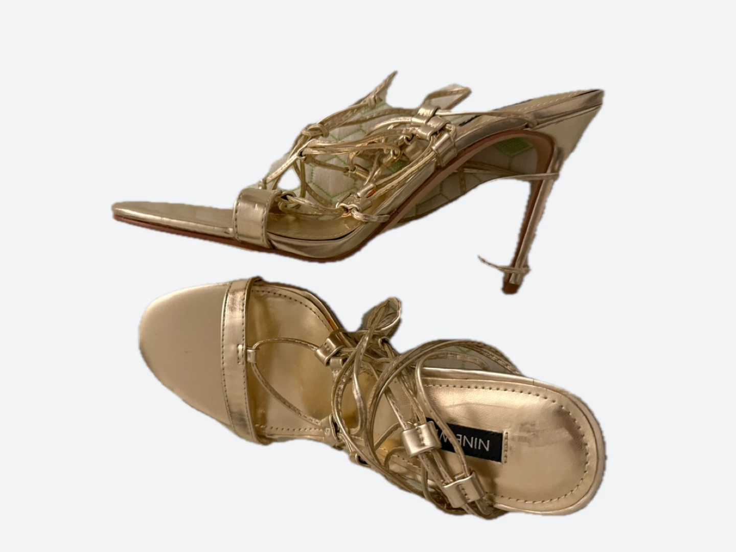 Nine West Gold Strappy Heels Size 10M