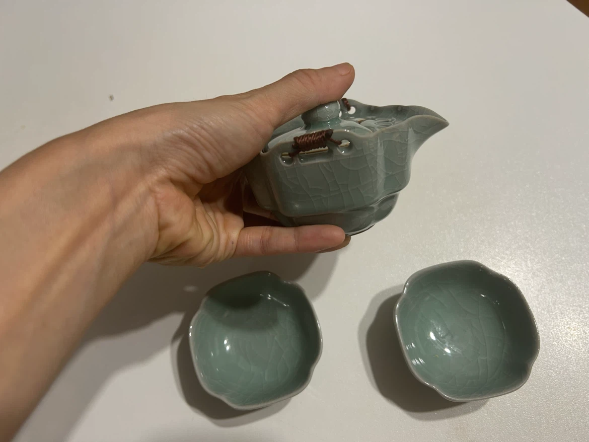 Light Green Ceramic Tea Set with 2 Cups - photo 4