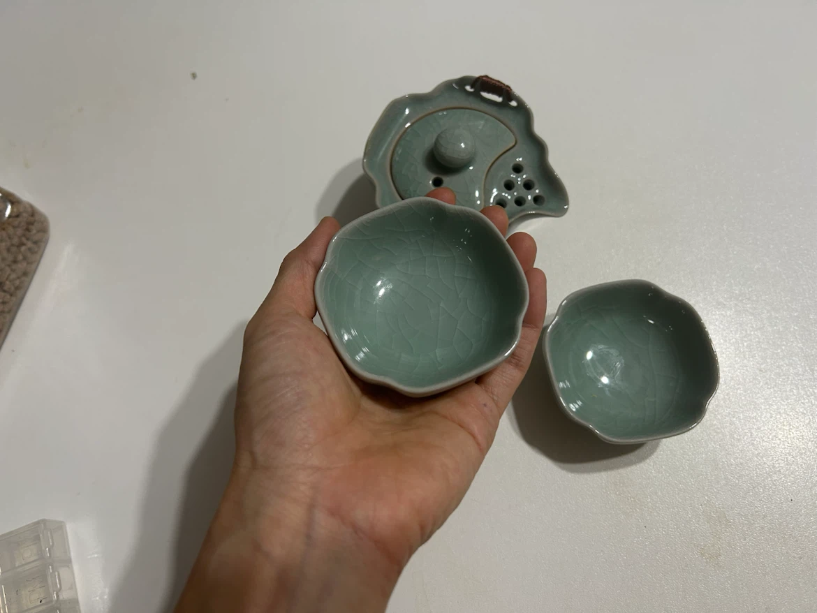 Light Green Ceramic Tea Set with 2 Cups - photo 5