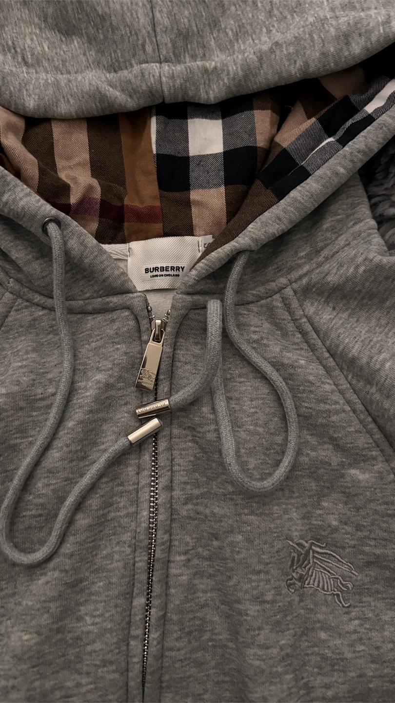 Burberry Grey Zip-Up Hoodie