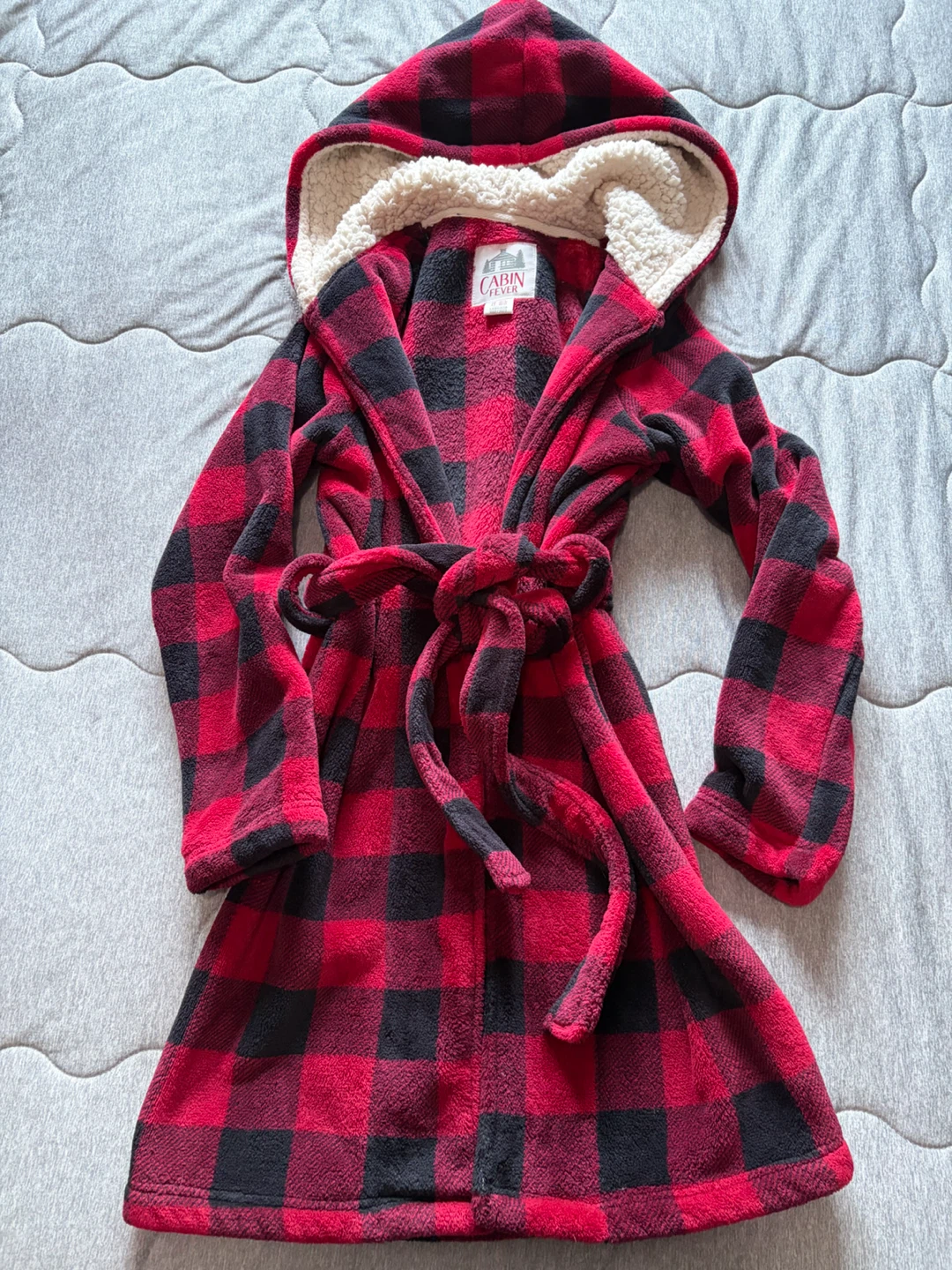 Kids size M/L red plaid robe