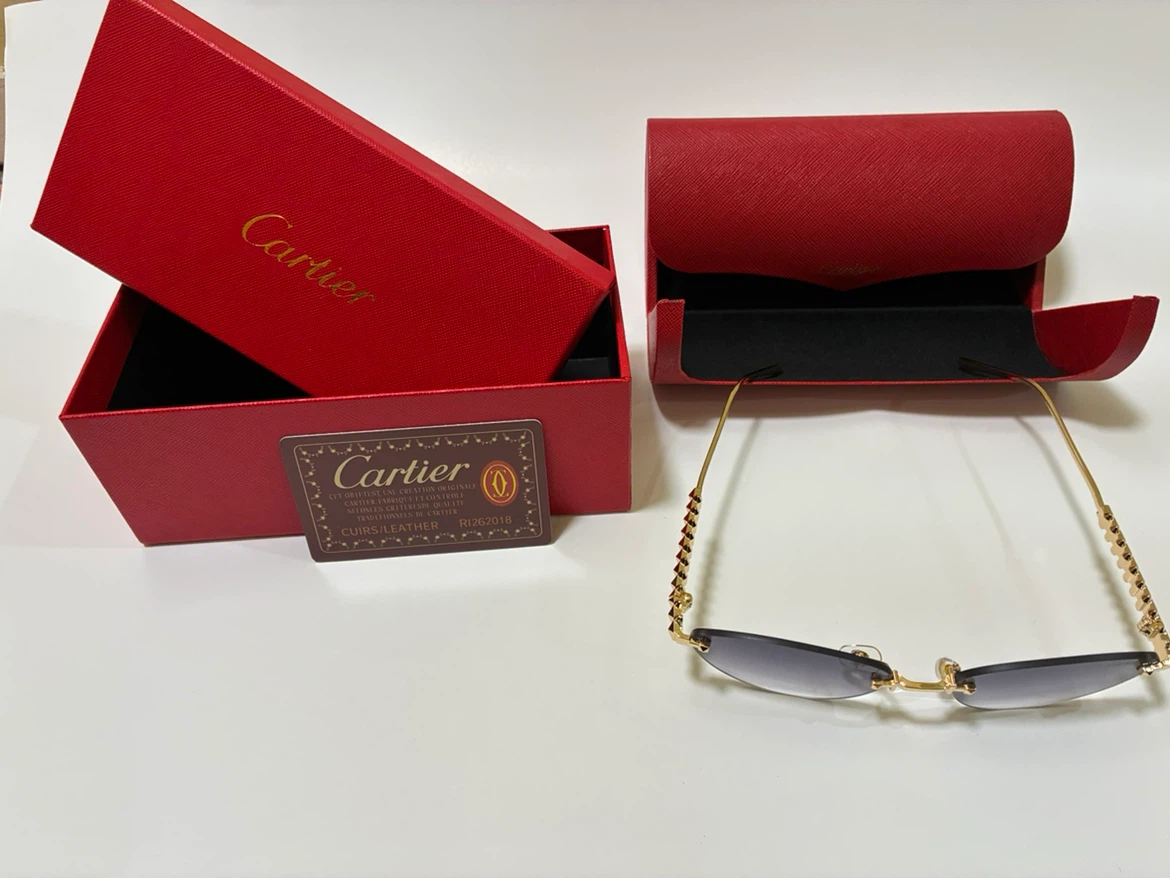 Cartier Rimless Sunglasses with Gold Star Detailing