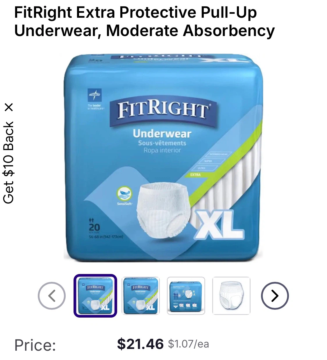 FitRight Extra Protective Unisex Underwear X-Large 80 Count