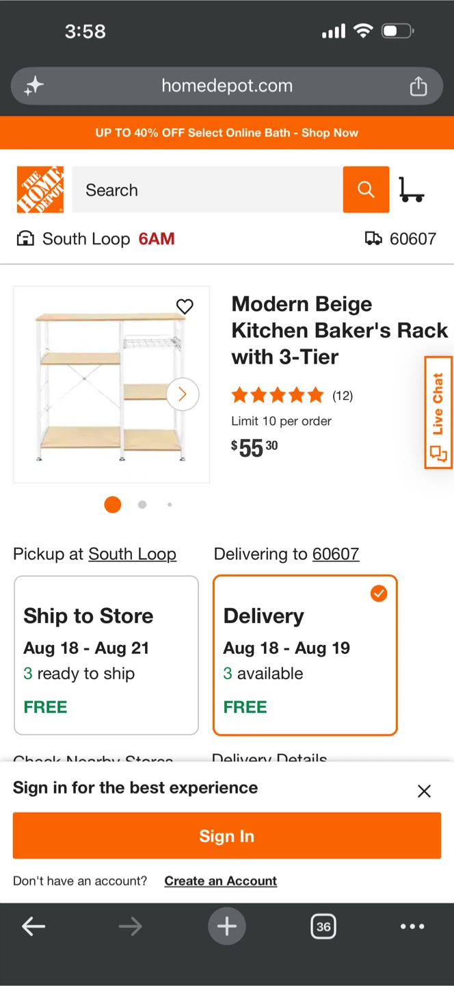 Modern Beige Kitchen Baker's Rack with 3-Tier