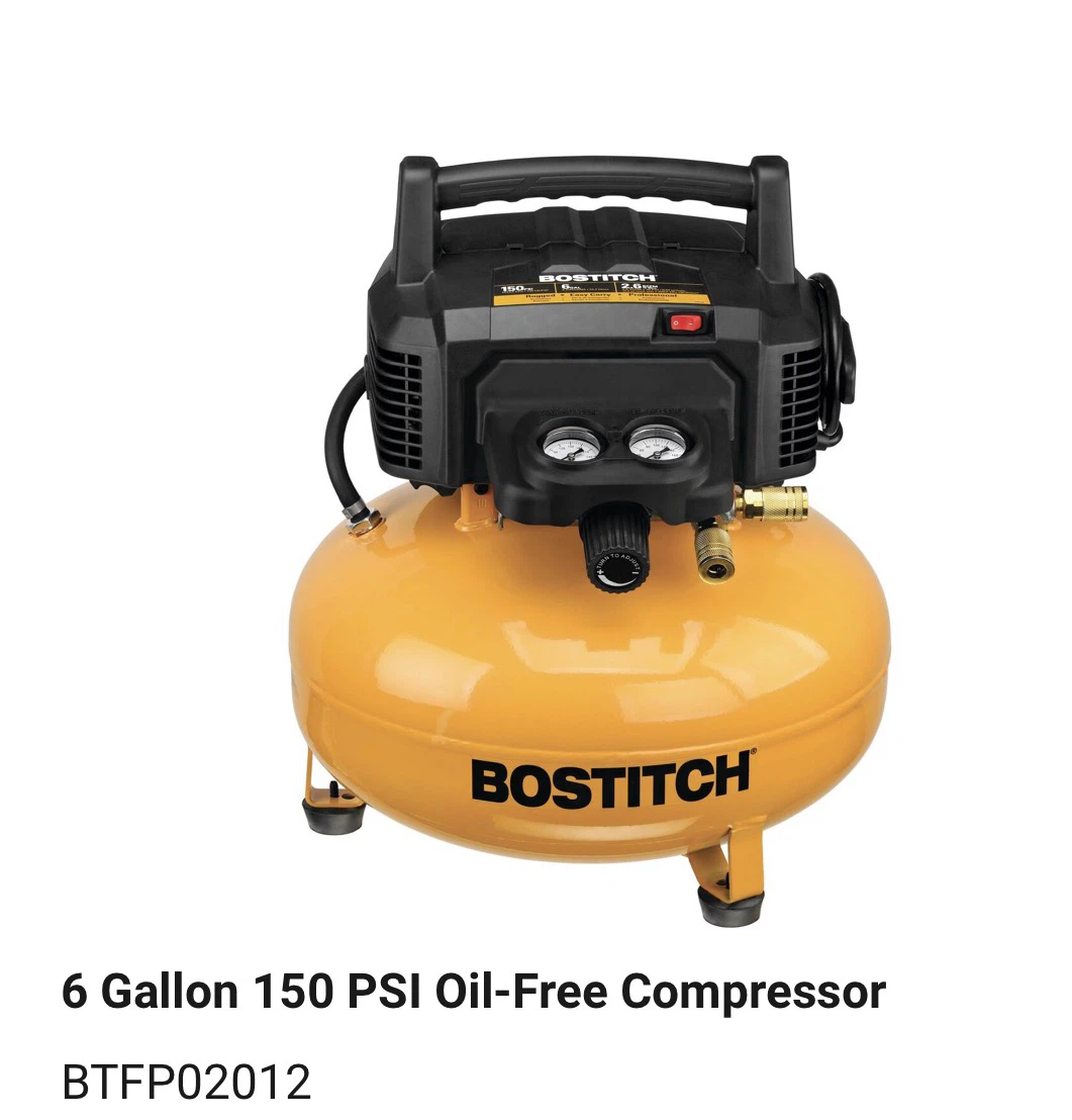 Bostitch 6‑Gallon, 150 PSI Oil‑Free Pancake Air Compressor