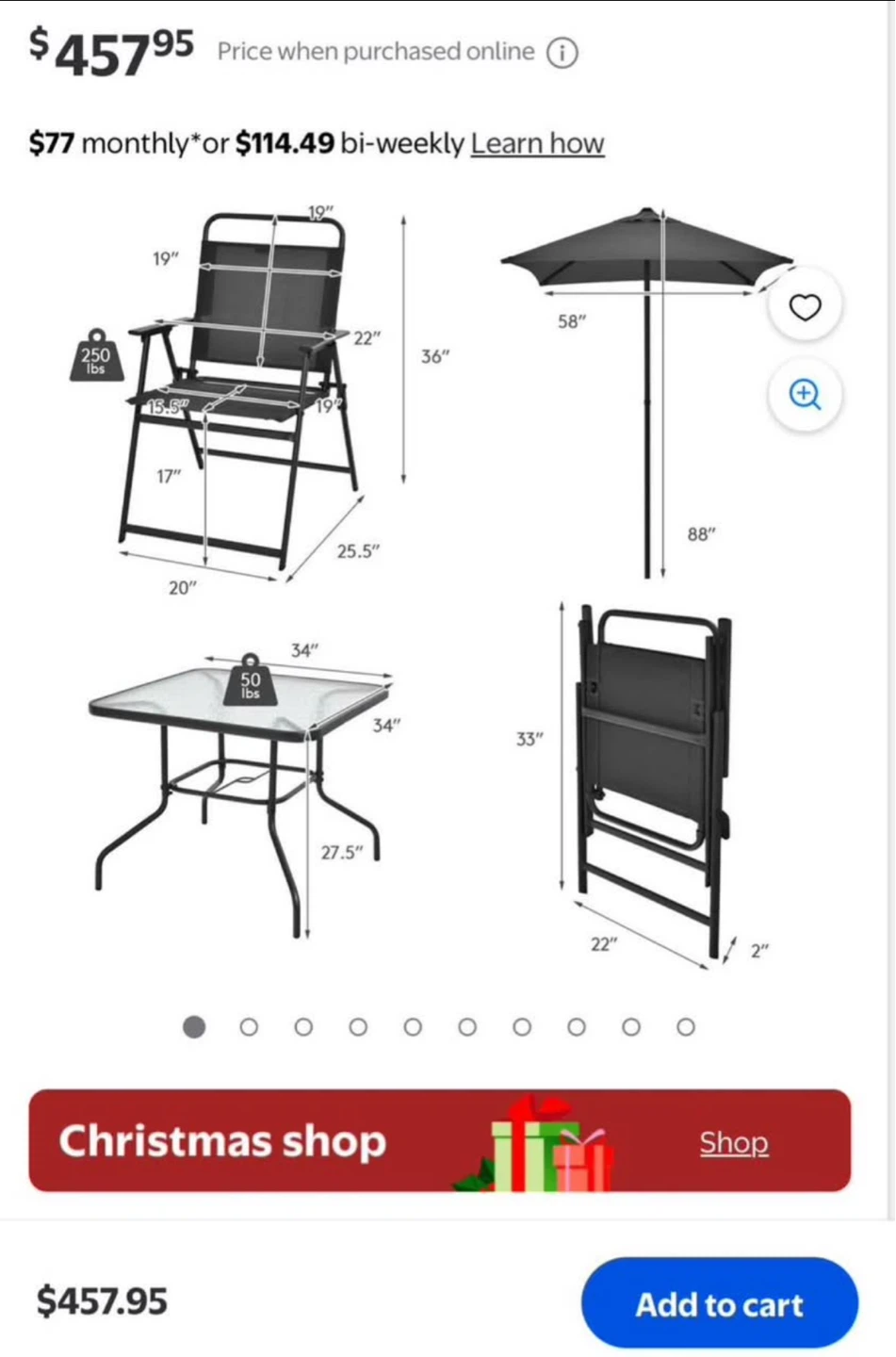 6-Piece Outdoor Patio Dining Set with Umbrella - photo 2
