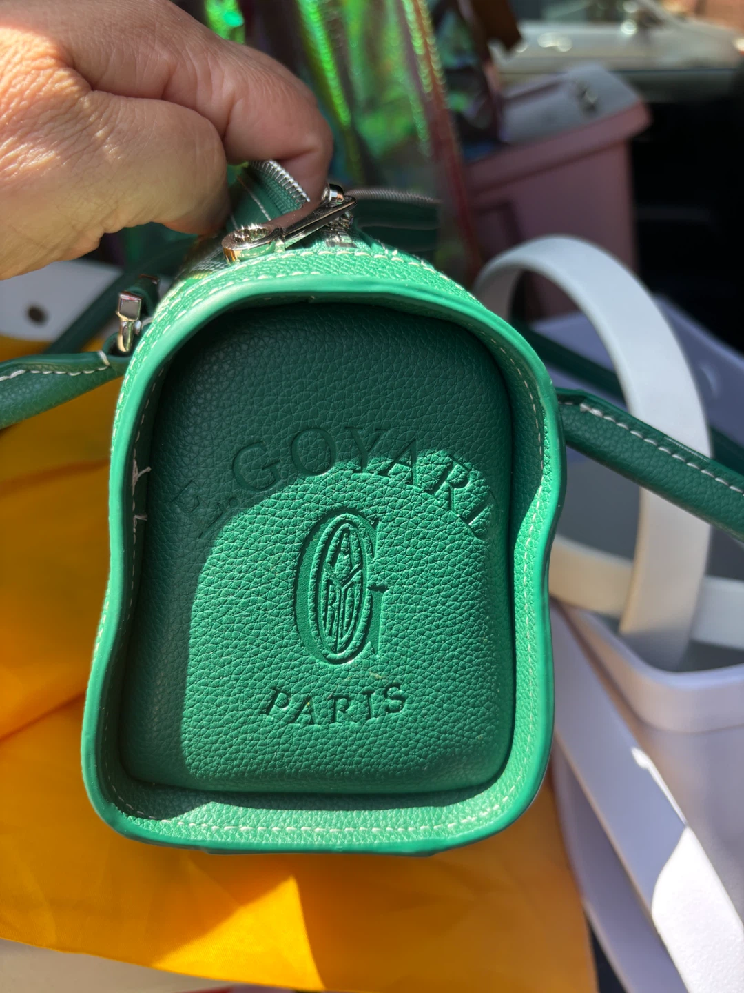 Goyard Paris Green Monogram Satchel Handbag