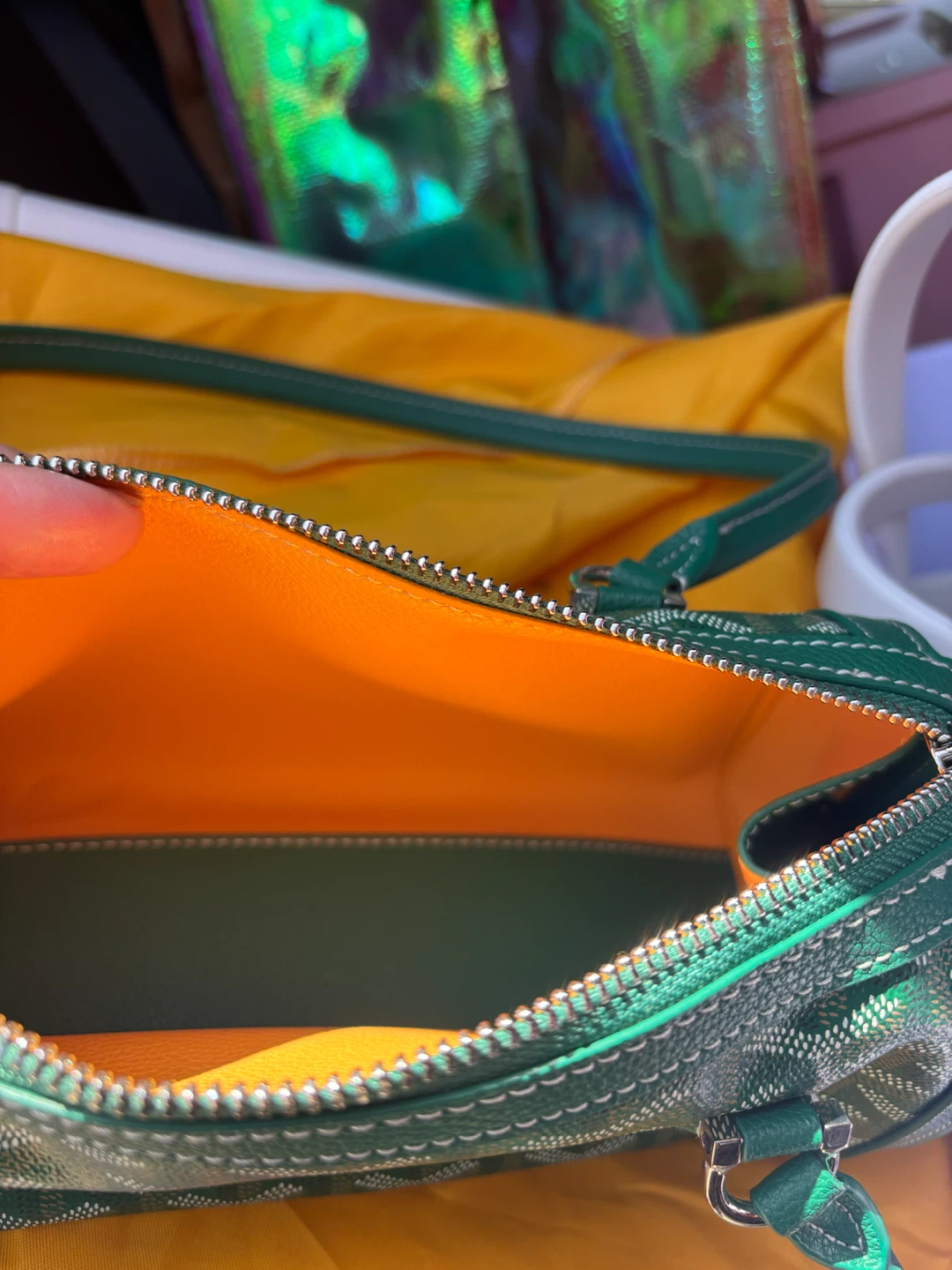 Goyard Paris Green Monogram Satchel Handbag - photo 3