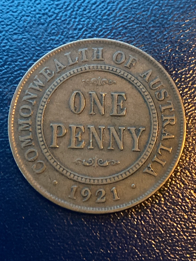 1921 Commonwealth of Australia One Penny Coin - photo 2