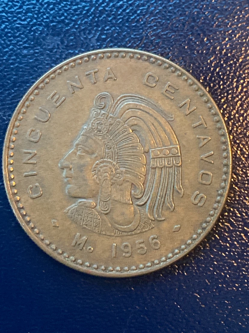 1956 Mexico 50 Centavos Coin
