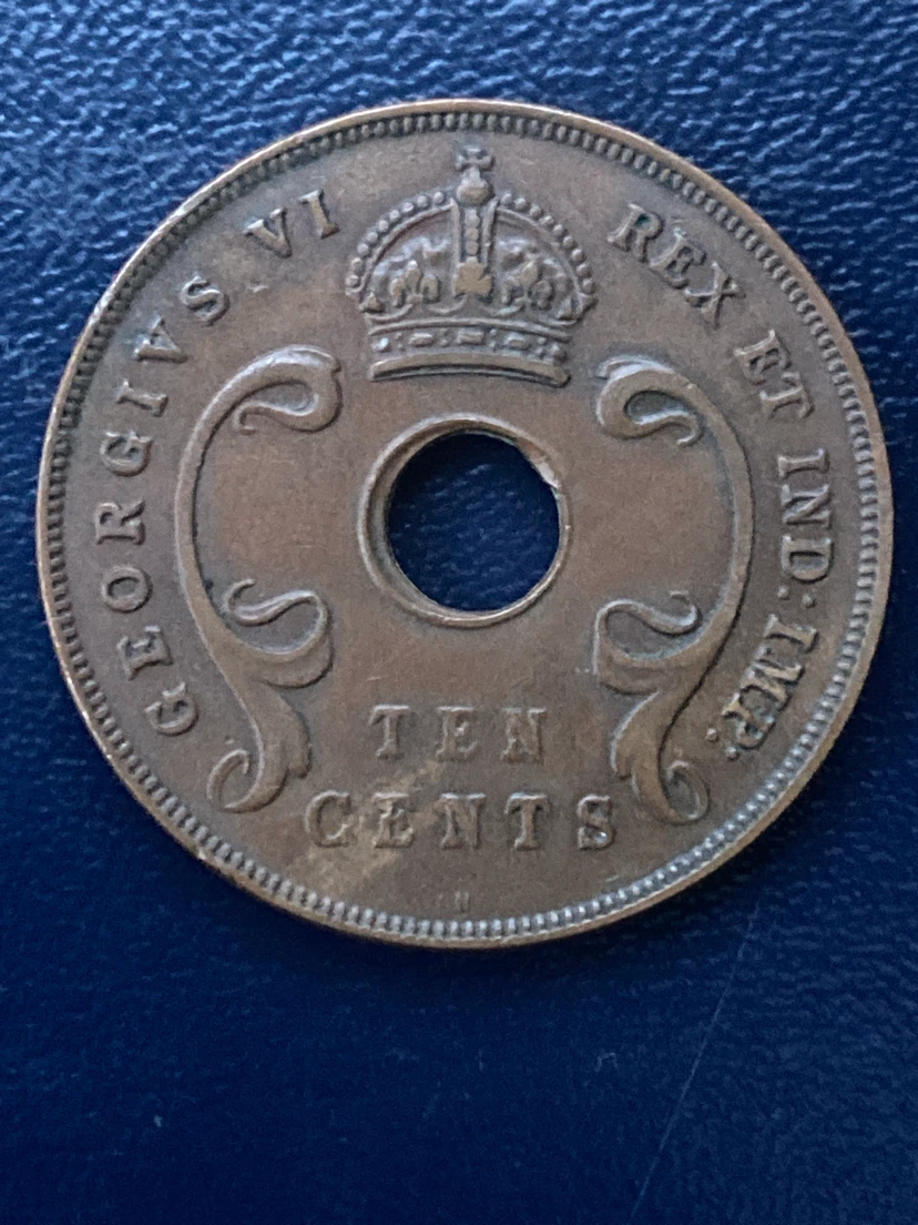 1937 East Africa 10 Cents Coin