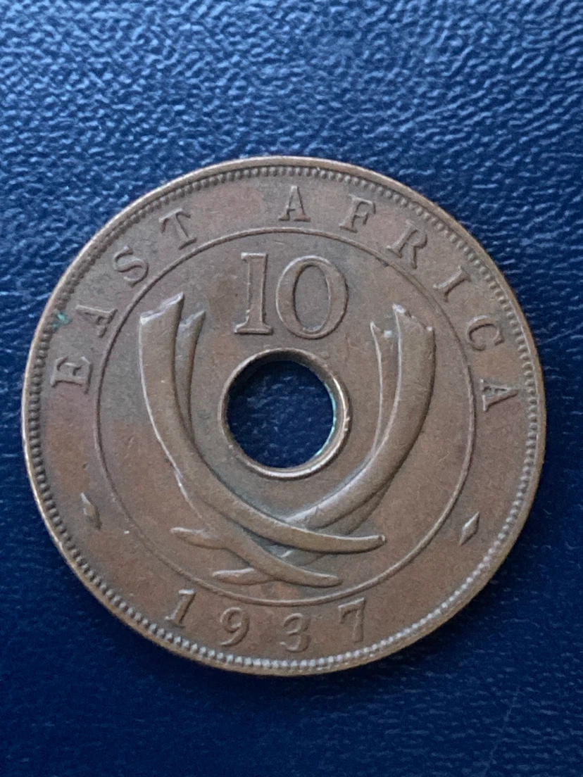 1937 East Africa 10 Cents Coin - photo 2