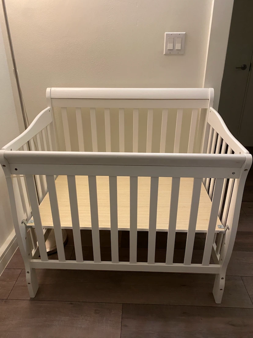 White Wooden mini Crib