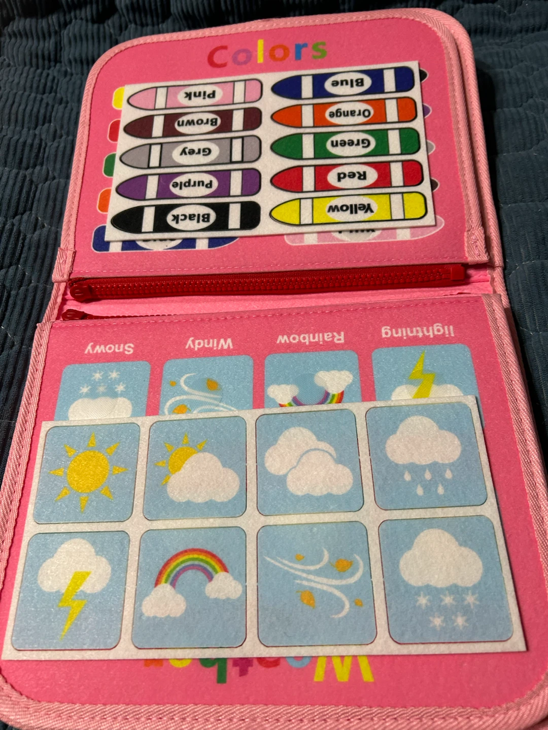 New-Pink Felt Busy Board with Dinosaurs, Alphabet, and Numbers - photo 3