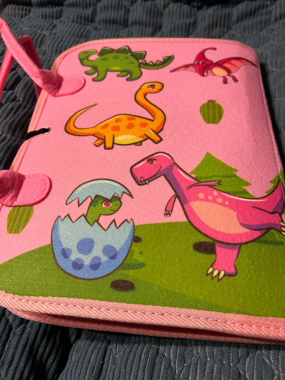 New-Pink Felt Busy Board with Dinosaurs, Alphabet, and Numbers - photo 5