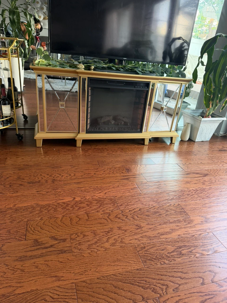 Mirrored Electric Fireplace TV Stand - photo 5