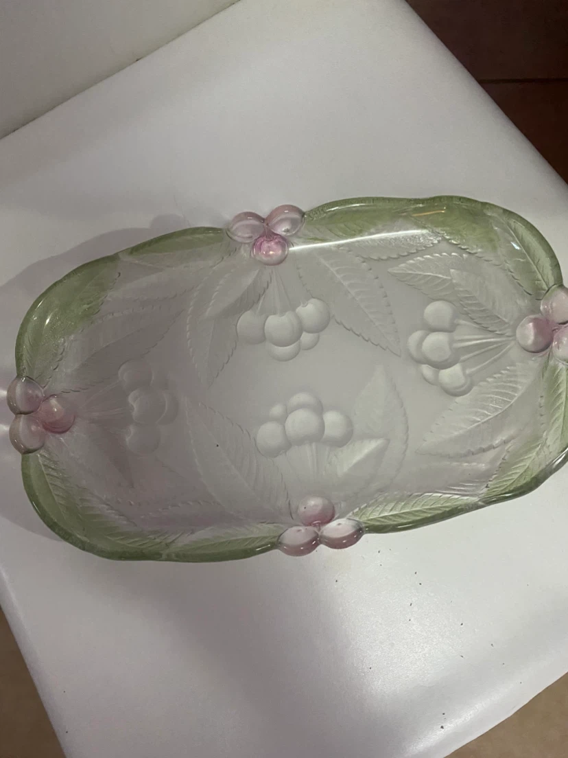Frosted Glass Cherry Dish