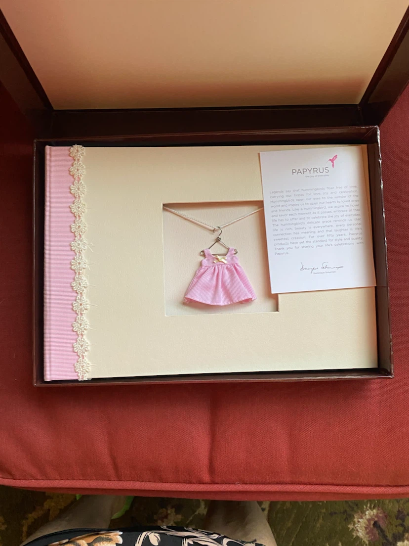 Papyrus Pink Ribbon Dress Necklace Keepsake Box - photo 2