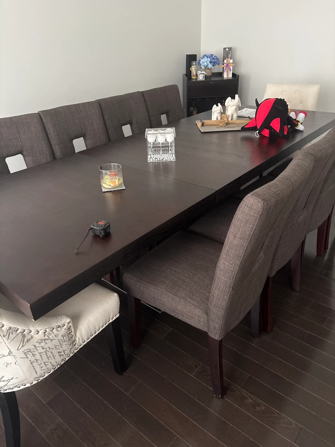 Dark Wood Dining Table with Extension