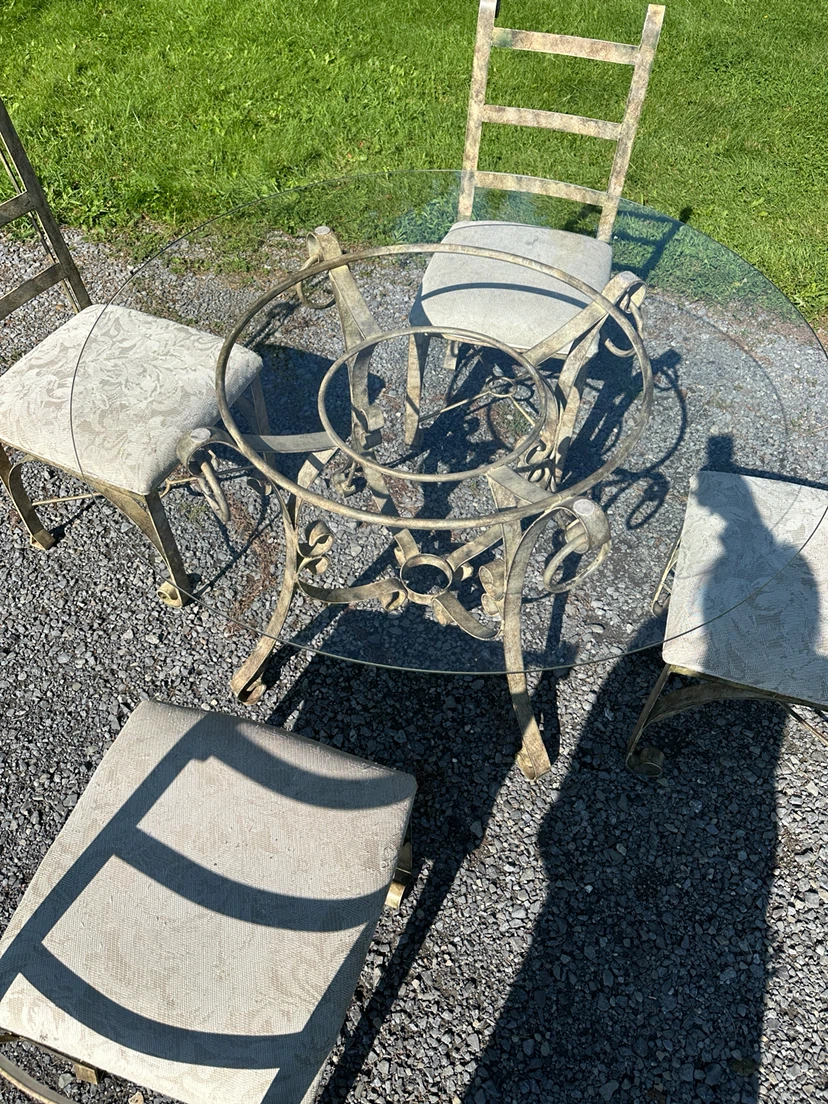 48” Round Metal Glass Dining Set (CAN DELIVER) - photo 2