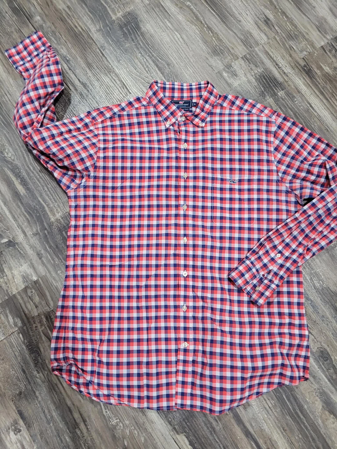 Vineyard Vines Men's Slim Fit Tucker Shirt XL Red/Blue Plaid