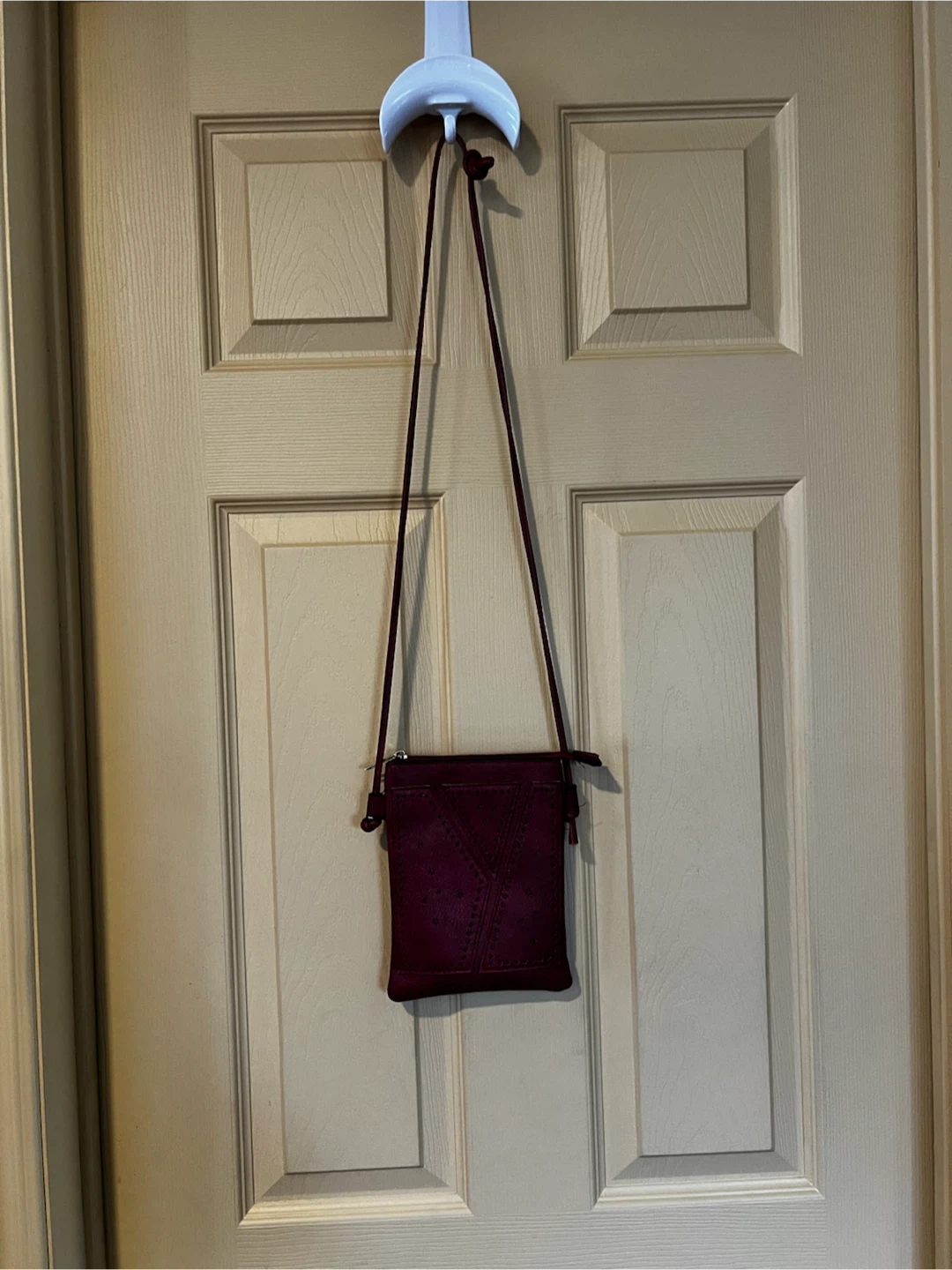 Red Crossbody Bag with Star Studs