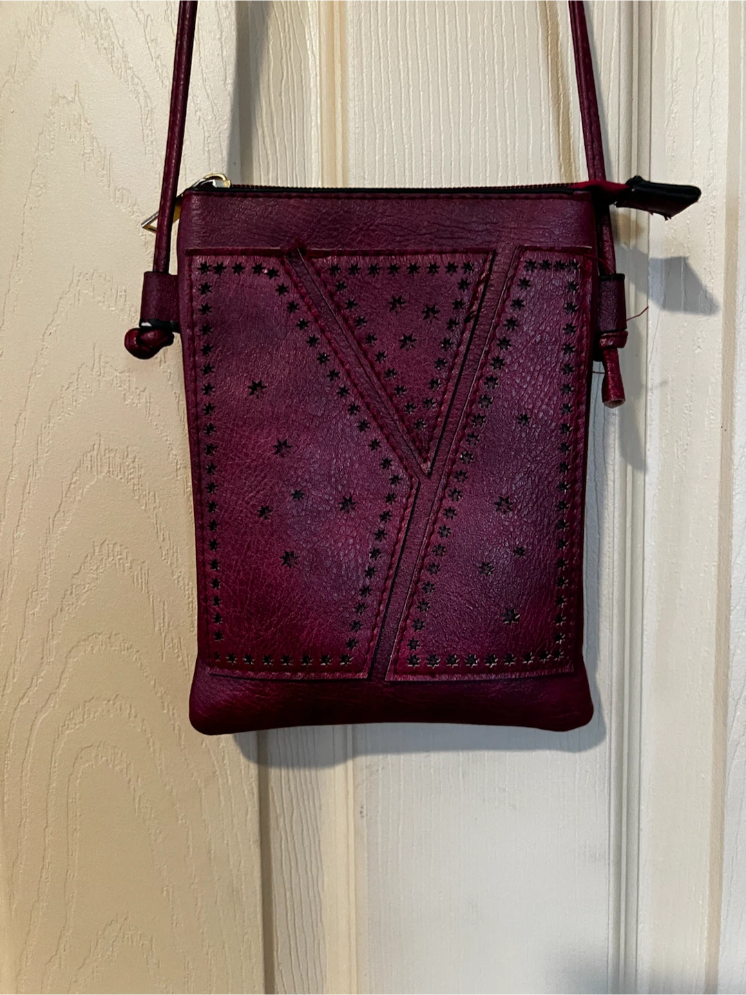 Red Crossbody Bag with Star Studs - photo 3