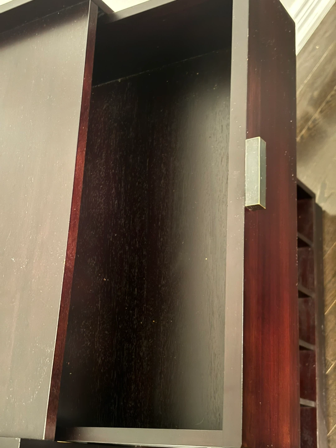 Dark Wood Bar Cabinet with Wine Glass Rack - photo 2