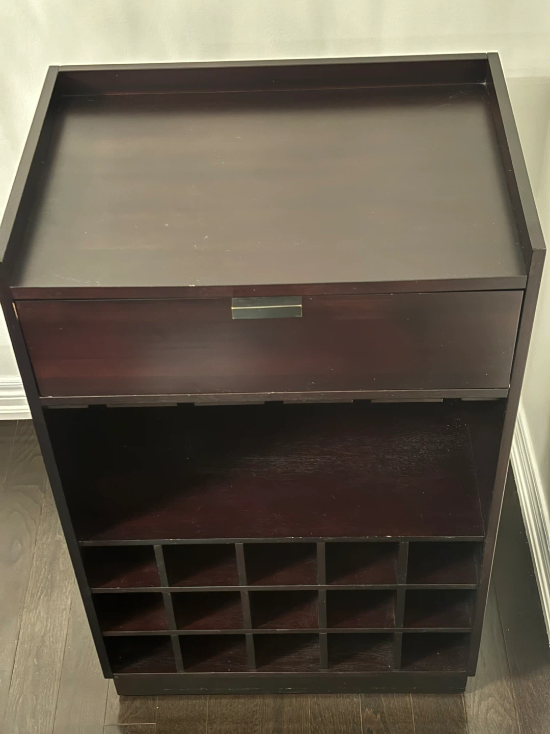 Dark Wood Bar Cabinet with Wine Glass Rack - photo 3