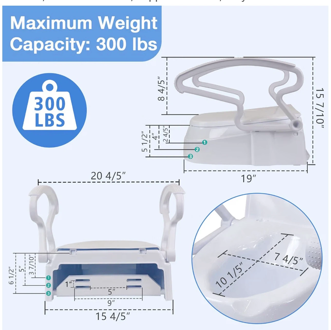 Brand New in Box Raised Toilet Seat with Handles & Flip-Up Arms - photo 4