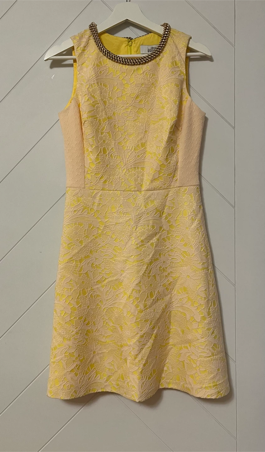 Belle Badgley Mischka Yellow Lace Detail Dress - photo 3