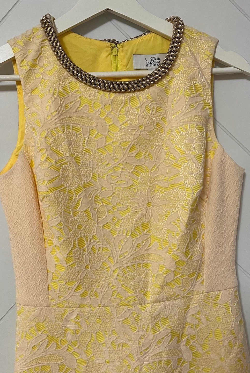 Belle Badgley Mischka Yellow Lace Detail Dress - photo 4